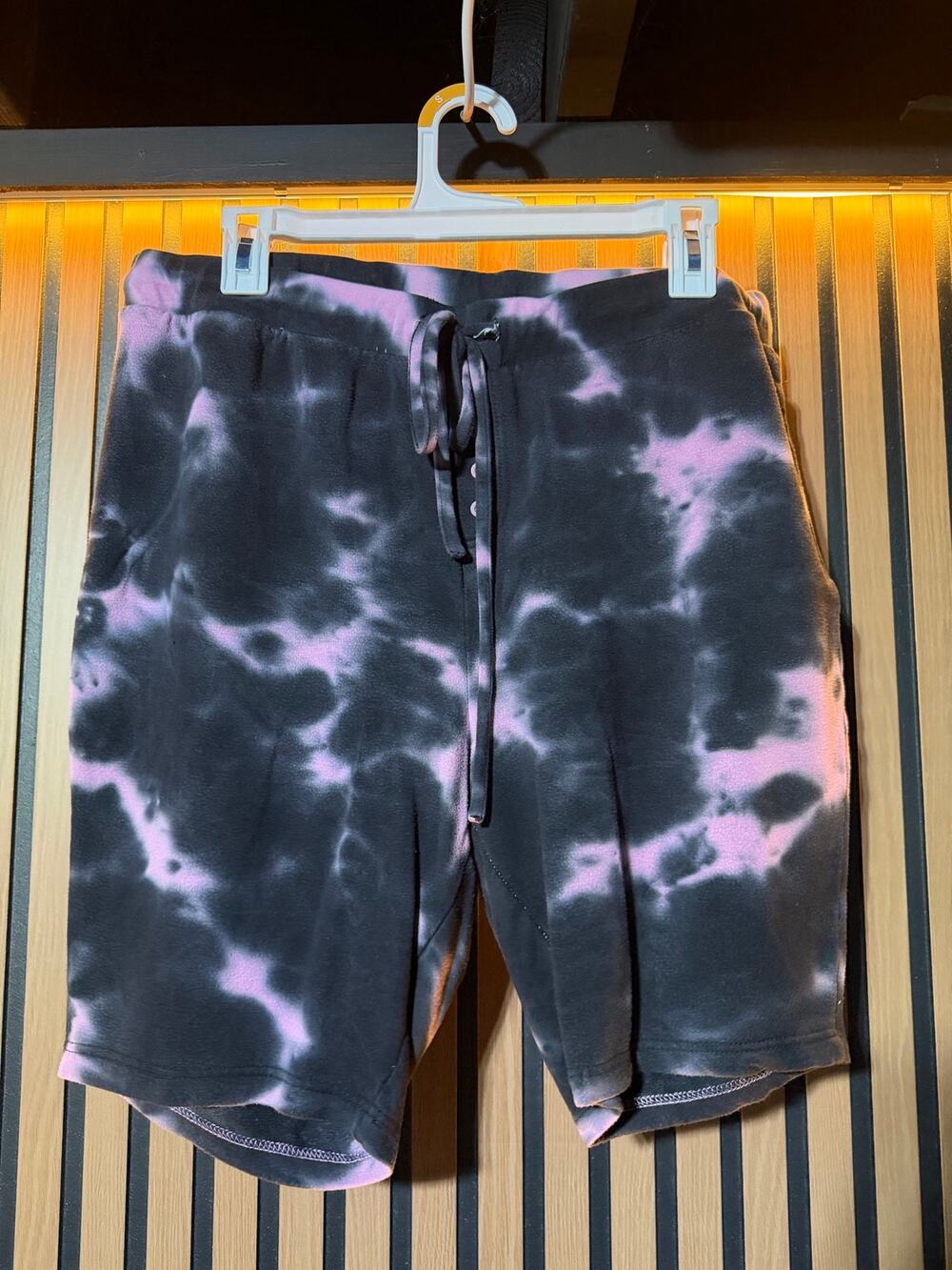 Navy Pink Tie Dye Sweat Shorts Fits XL XXL Drawstring Lounge Plus Size